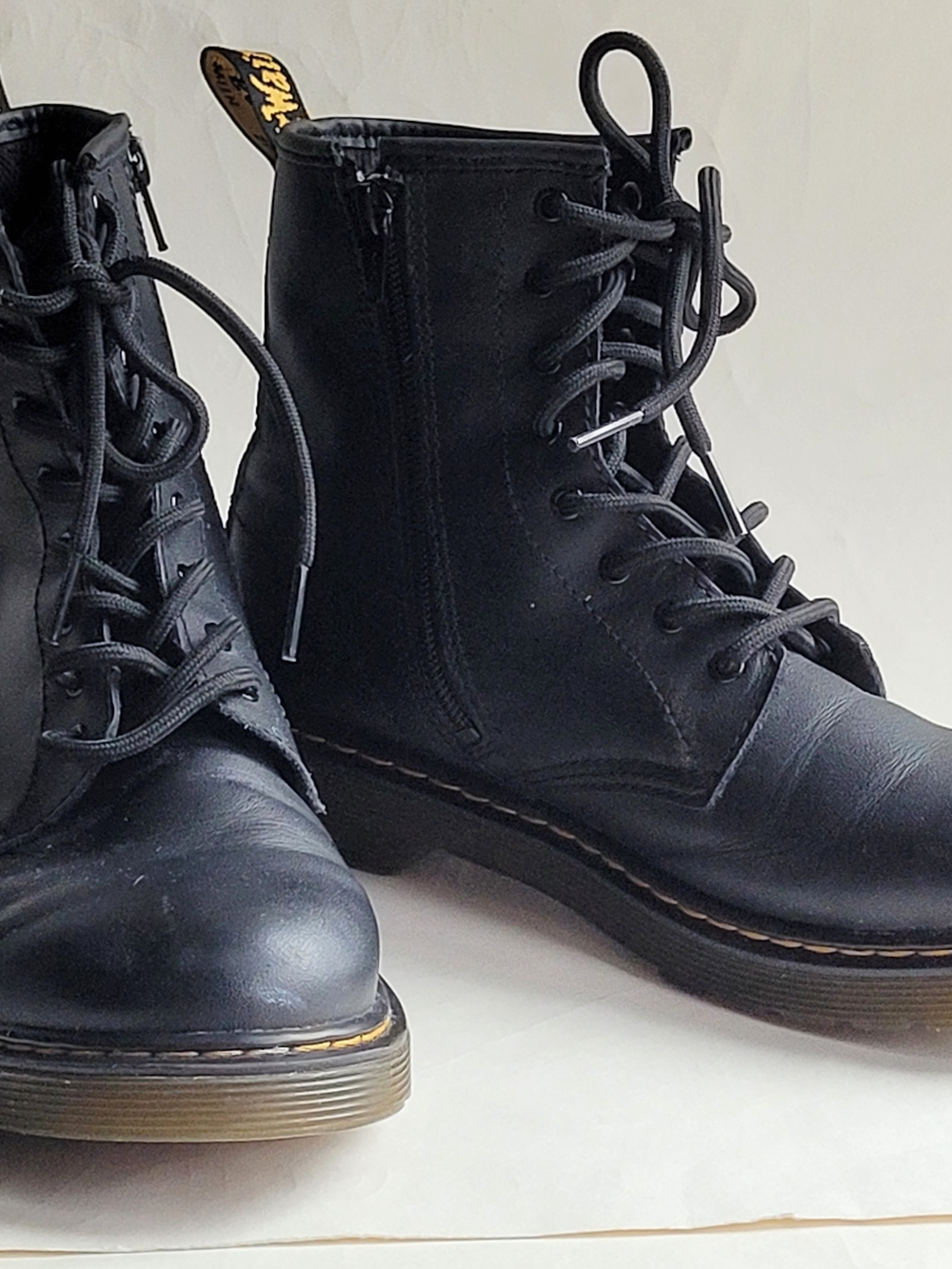 Dr. Martens Black Lace-Up Ankle Boots with Side Zipper